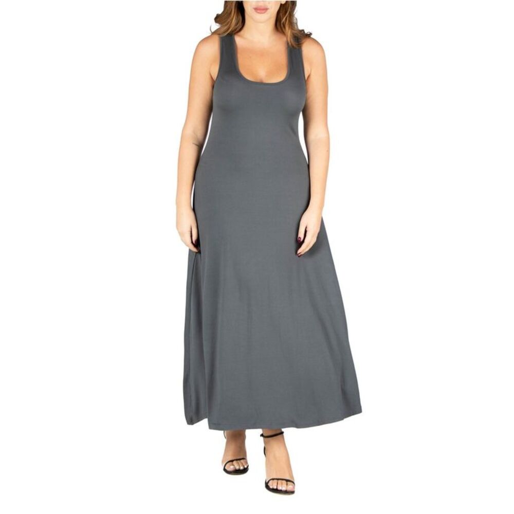 24seven Womens Plus Size Simple Tank Maxi Dress, NWT